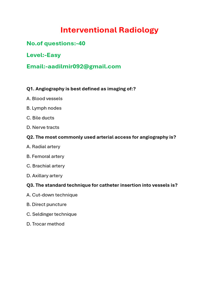 Interventional Radiology | PDF | Angiography | Interventional Radiology
