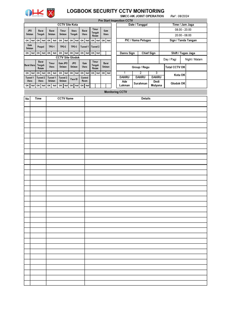 Log Book CCTV Rev Agustus 2024 | PDF