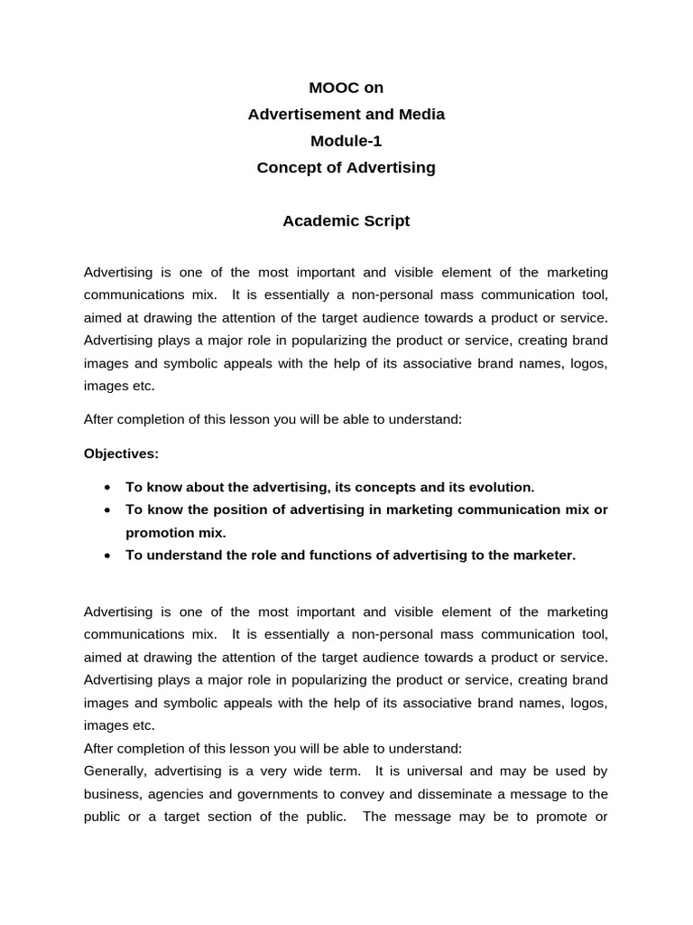 A&M Mod 1 Academic Script | PDF | Marketing | Sales