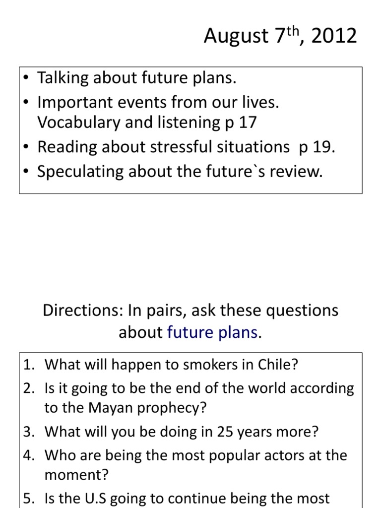 Future Plans and Life Events Discussion | PDF