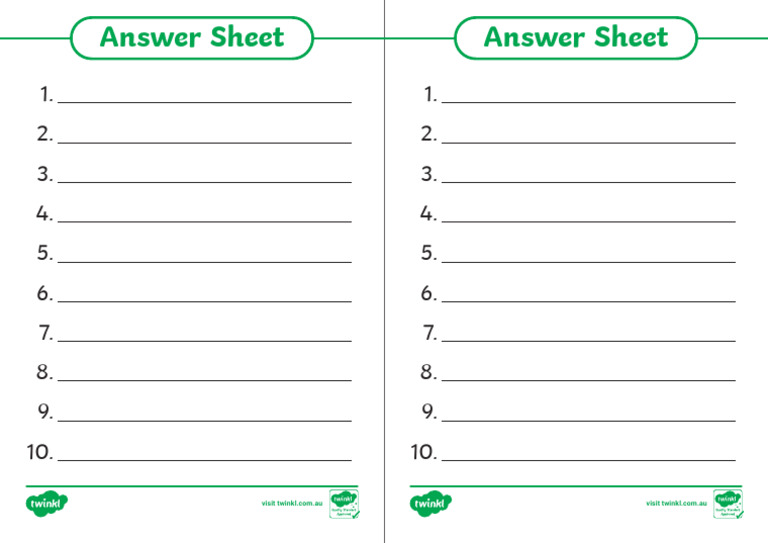Answer Sheet | PDF