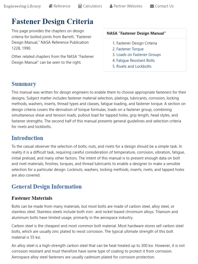 9.1) Fastener Design Criteria _ Engineering Library | PDF | Stainless ...