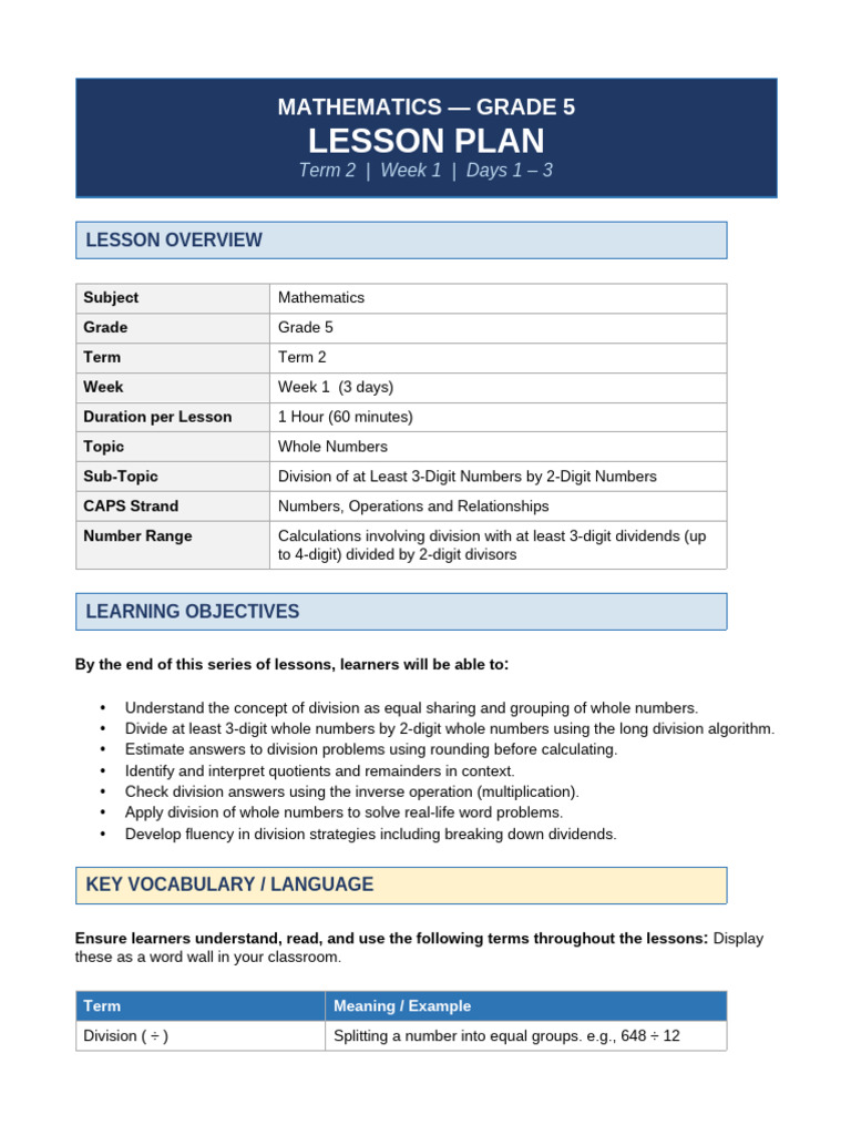 grade5_maths_lesson_plan | PDF
