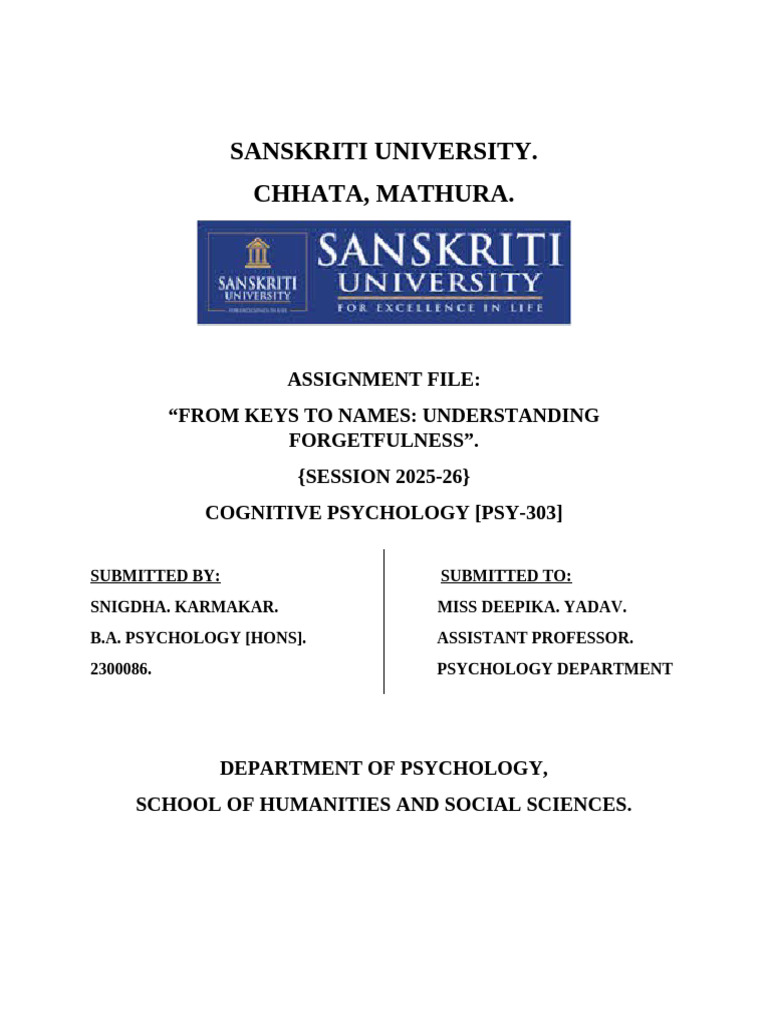 Forgetting Assignment. | PDF
