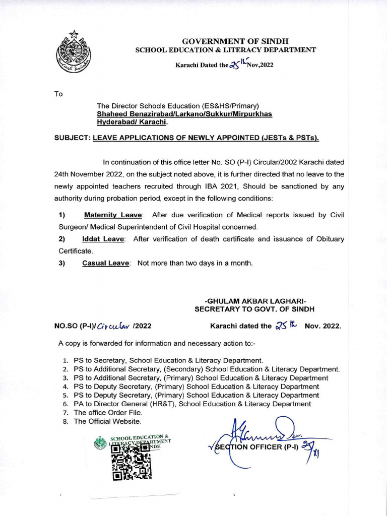72594 Letter for Imposed Ban on Taking Study LeaveEx-Pak Leave for ...