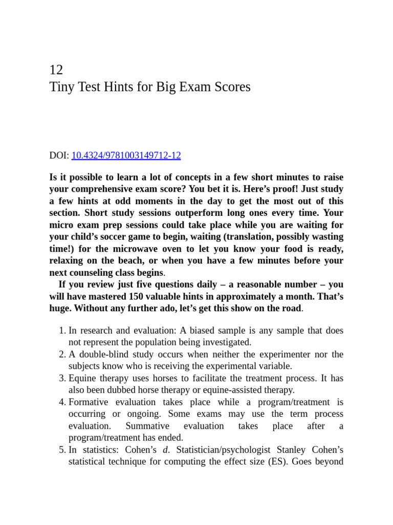 Master Lecture Series HINTS | PDF