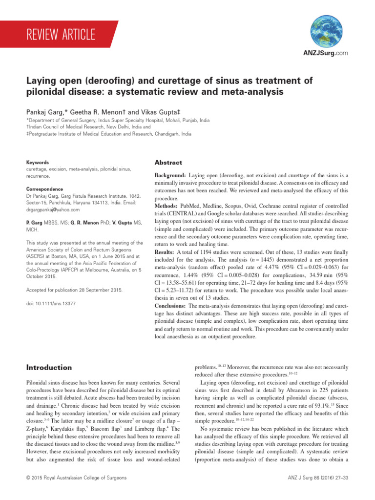 Laying open (deroofing) and curettage of sinus as treatment of | PDF