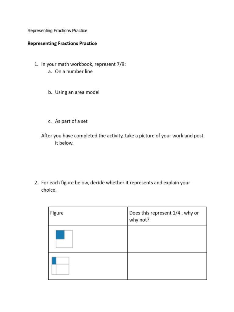 Ryan Marquardt - Representing Fractions Practice | PDF