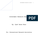 Investment Research Report: For: International Research Association