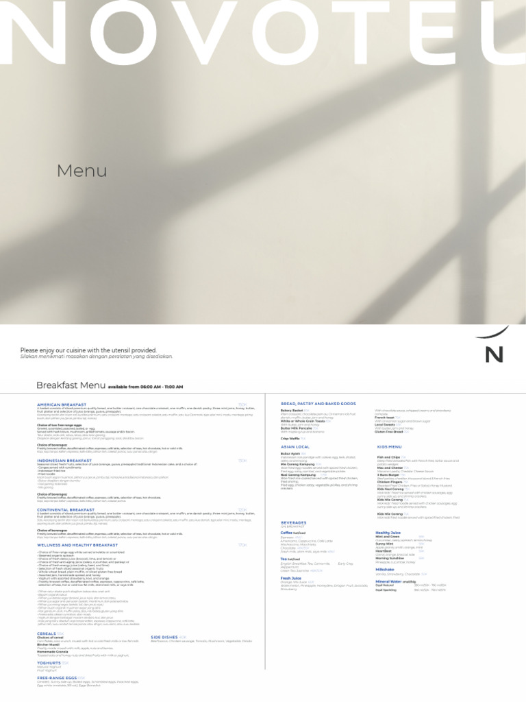 Novotel Menu | PDF