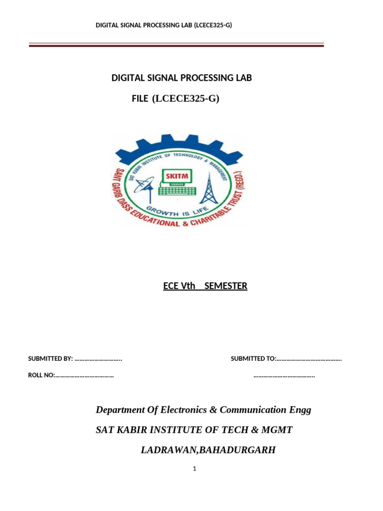 DSP 5TH SEM FILE (1) | PDF