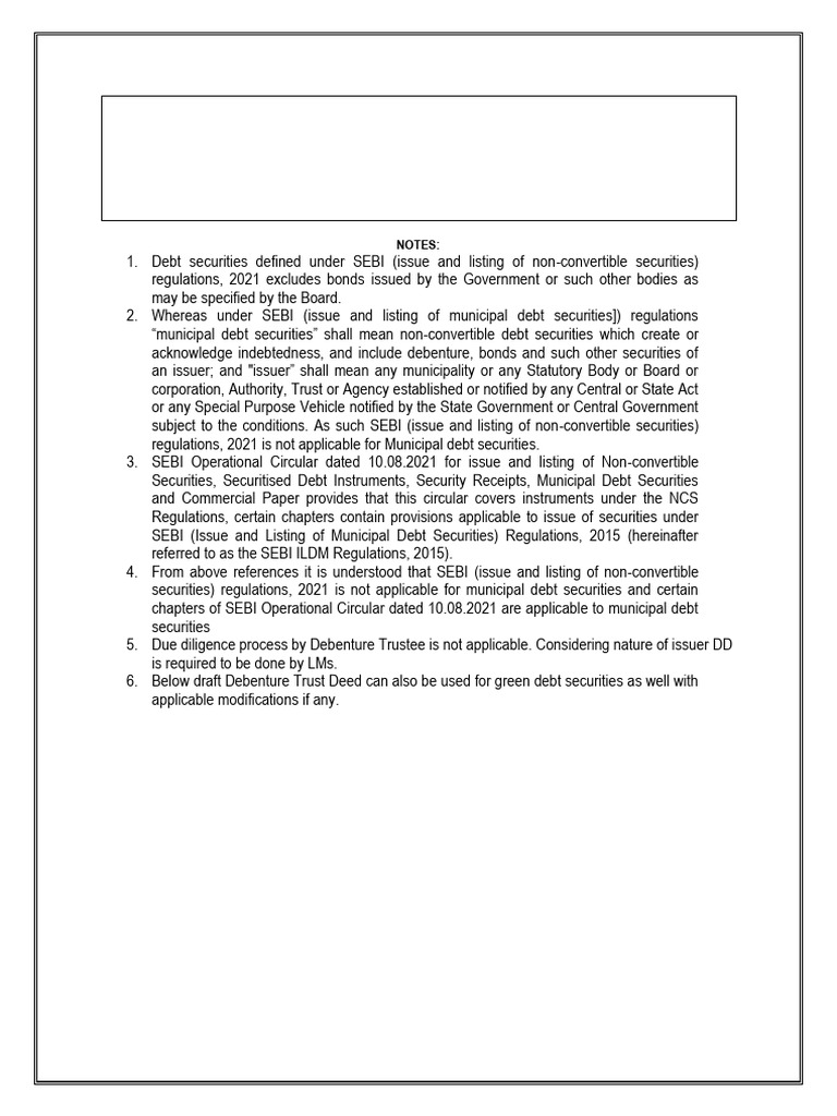 Format of Trust Deed executed between Debenture Trustee and Issuer | PDF