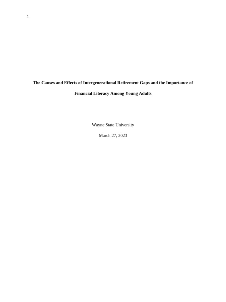 Retirement Gaps and Importance of Financial Literacy Among Young Adults ...