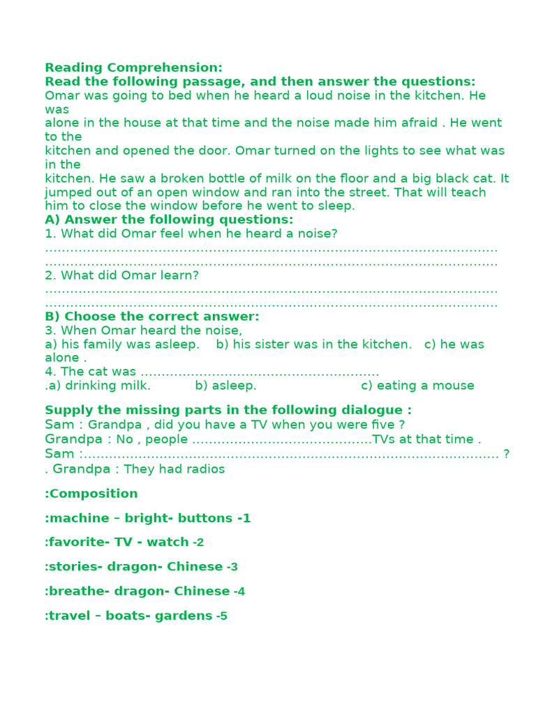 3rd Comprehension | PDF