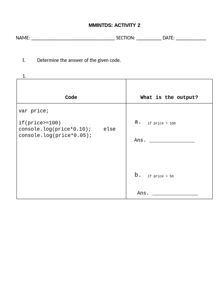 Activity2 - Conditional Statements | PDF