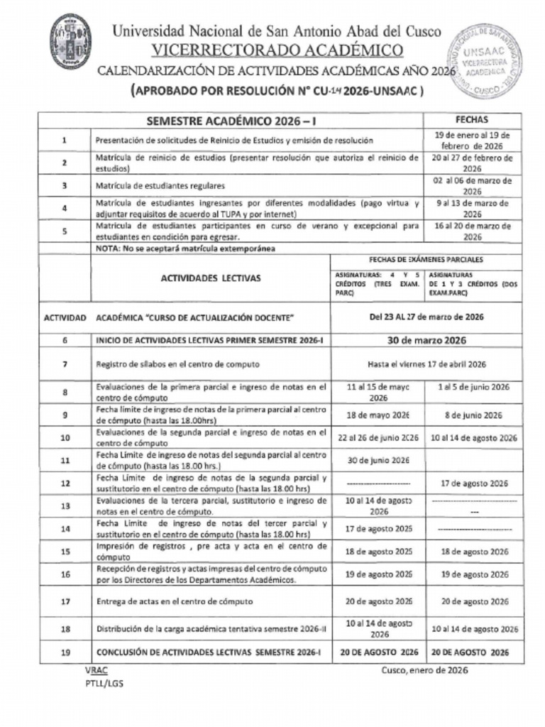 Cronograma CV 2026 Cu 014 2026C | PDF