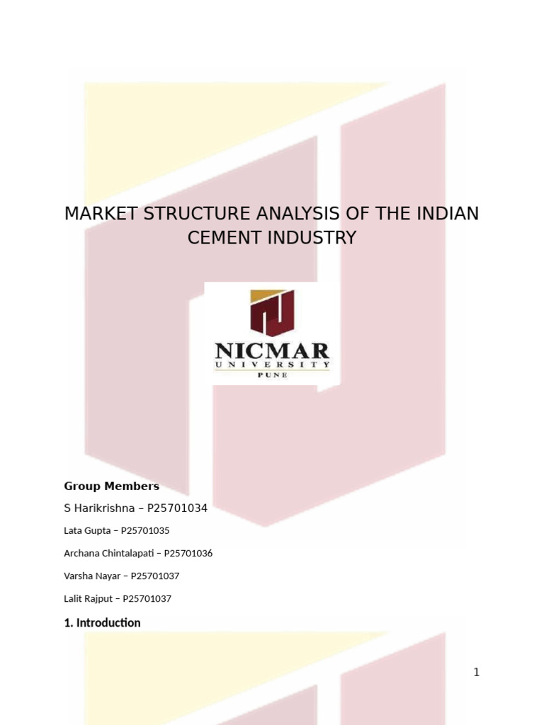 Indian Cement Industry | PDF | Oligopoly | Market (Economics)