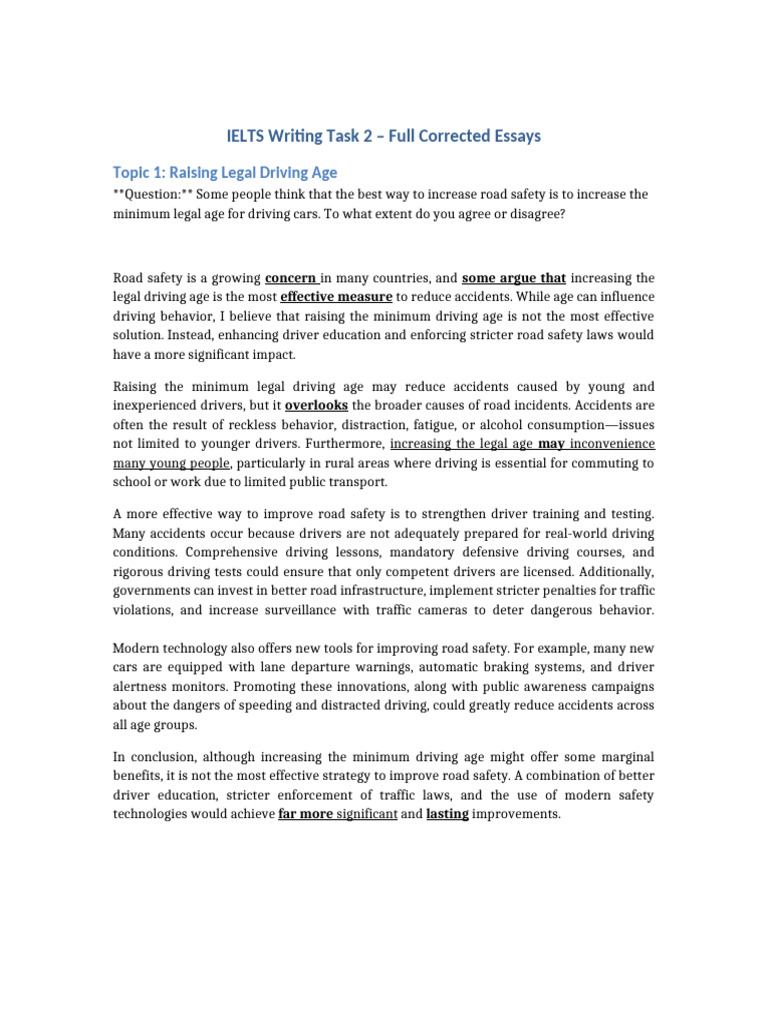 IELTS Writing Task 2 Full Corrections Revised Topics 1 To 20 | PDF