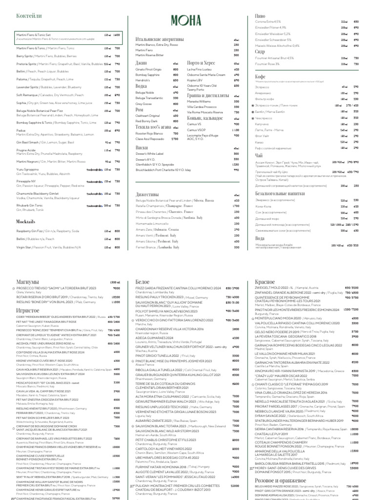 Mona Bar Menu | PDF