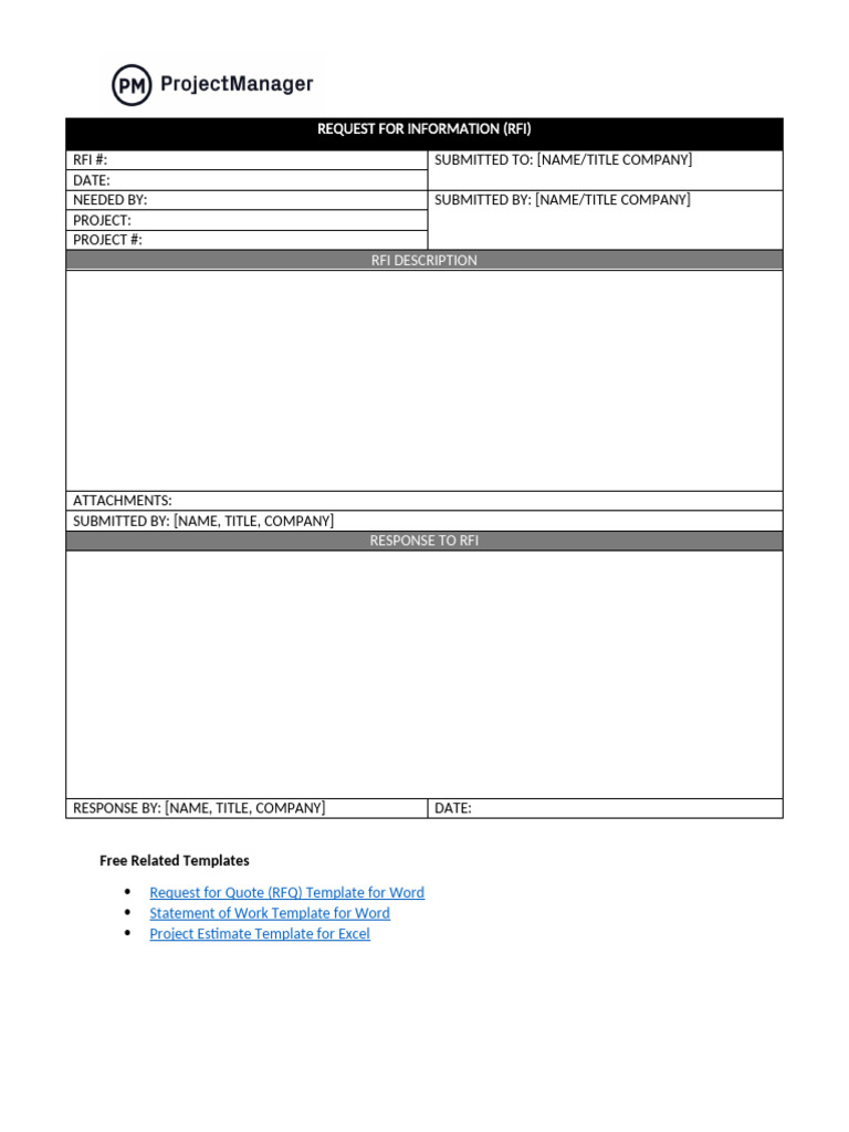 Free RFI Template Word ProjectManager WLNK | PDF
