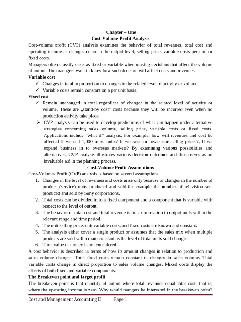 Cost and Management Accounting II Chapter 1 | PDF | Management ...
