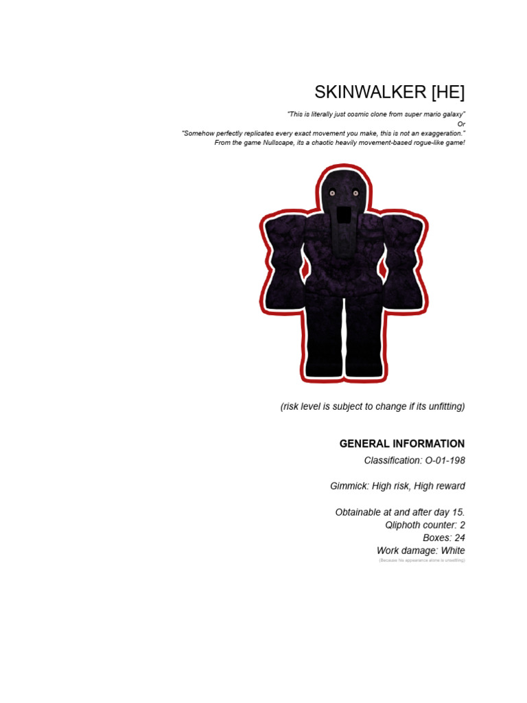 SKINWALKER (From the Game Nullscape) | PDF