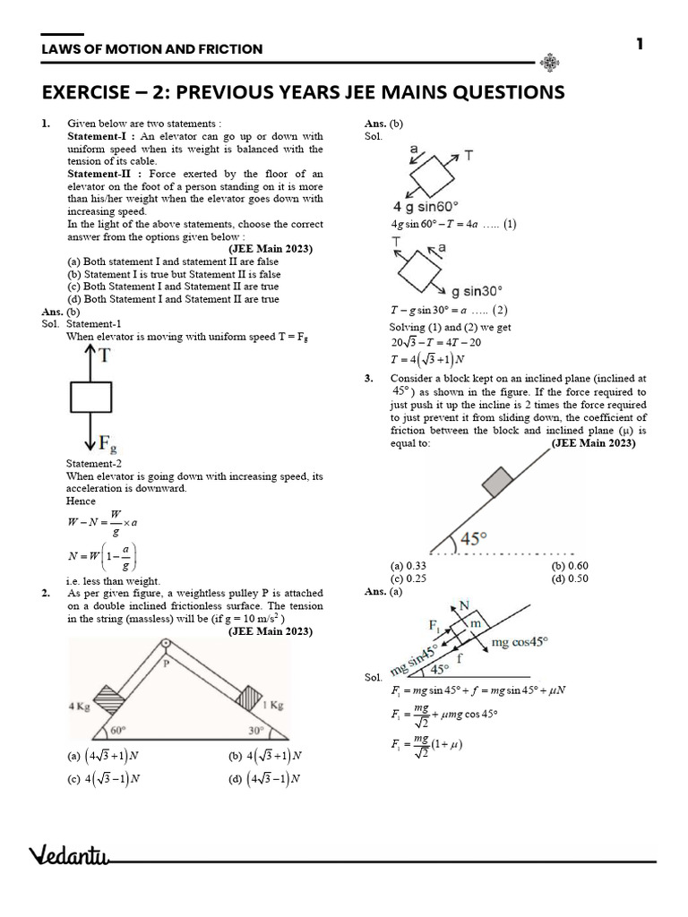 Laws of Motion and Friction-EX-2 | PDF | Rotation Around A Fixed Axis ...