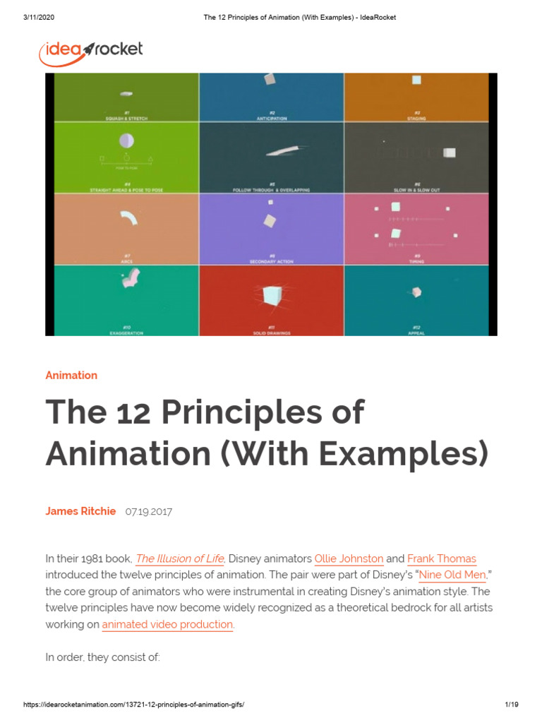 The 12 Principles of Animation (With Examples) - IdeaRocket | PDF