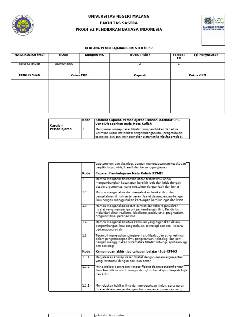 Contoh Rps Template Baru 2022 | PDF