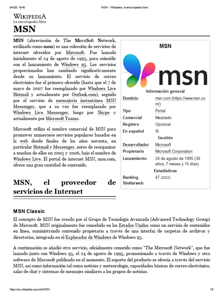 MSN - Wikipedia,e | PDF