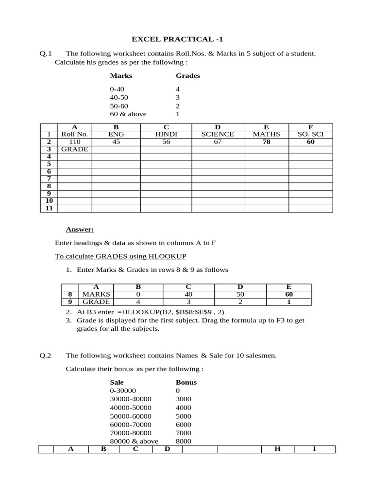 Excel Problems | PDF