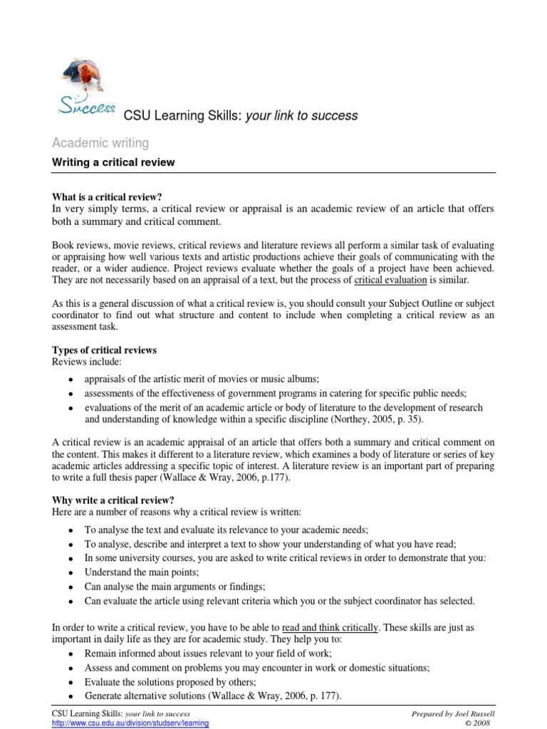 Critical Review  PDF  Literature Review  Critical Thinking