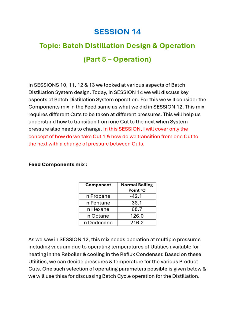 Batch Distillation Operation | PDF | Distillation | Vacuum