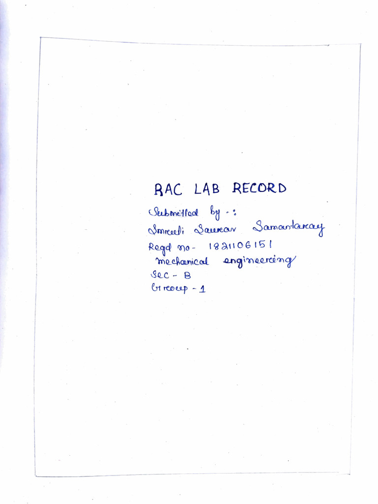 Smruti Saurav RAC Lab Record | PDF