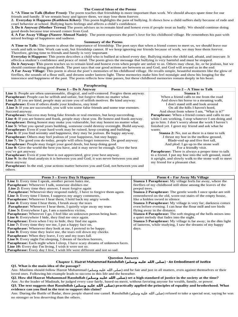 English Notes Subjective Part | PDF