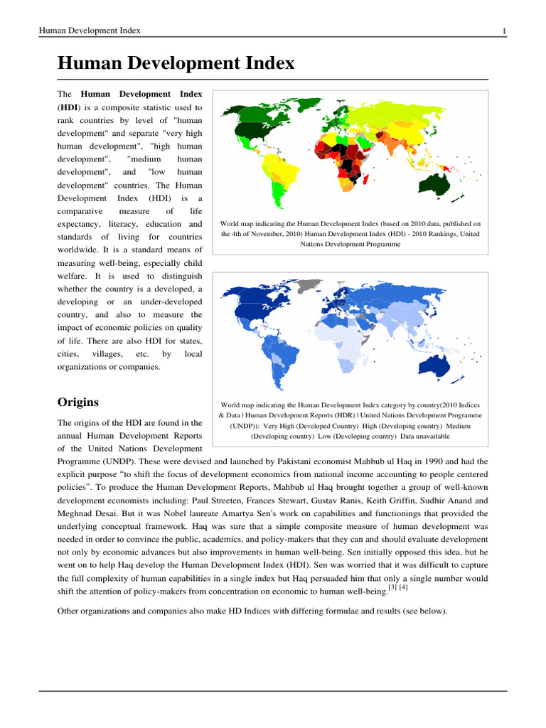 Human Development Index | PDF | Human Development Index | Economies