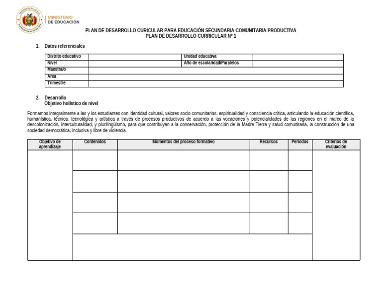 Modelo Pdc Secundaria | PDF