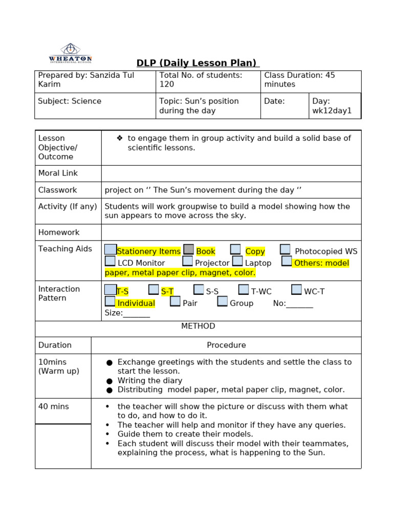 Lesson Plan Week 12 ) | PDF | Lesson Plan | Human Communication