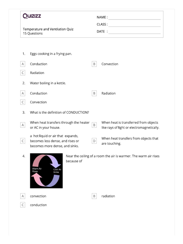 Temperature and Ventilization Quiz | PDF