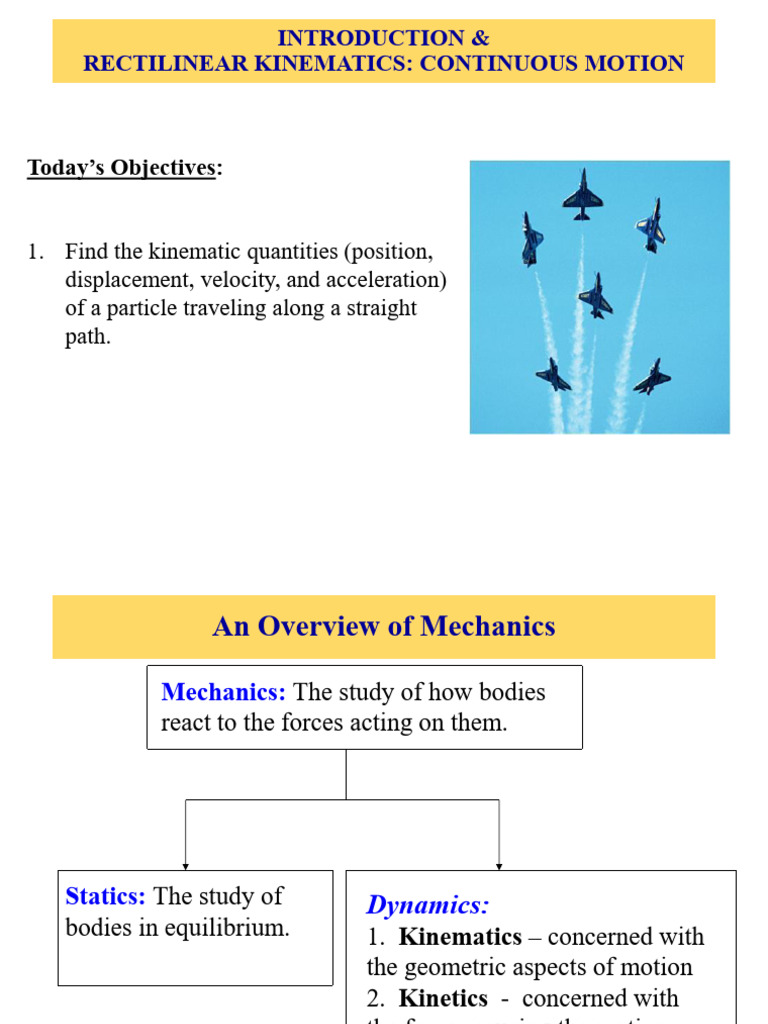 Dynamics - Continuous Motion | PDF | Velocity | Kinematics