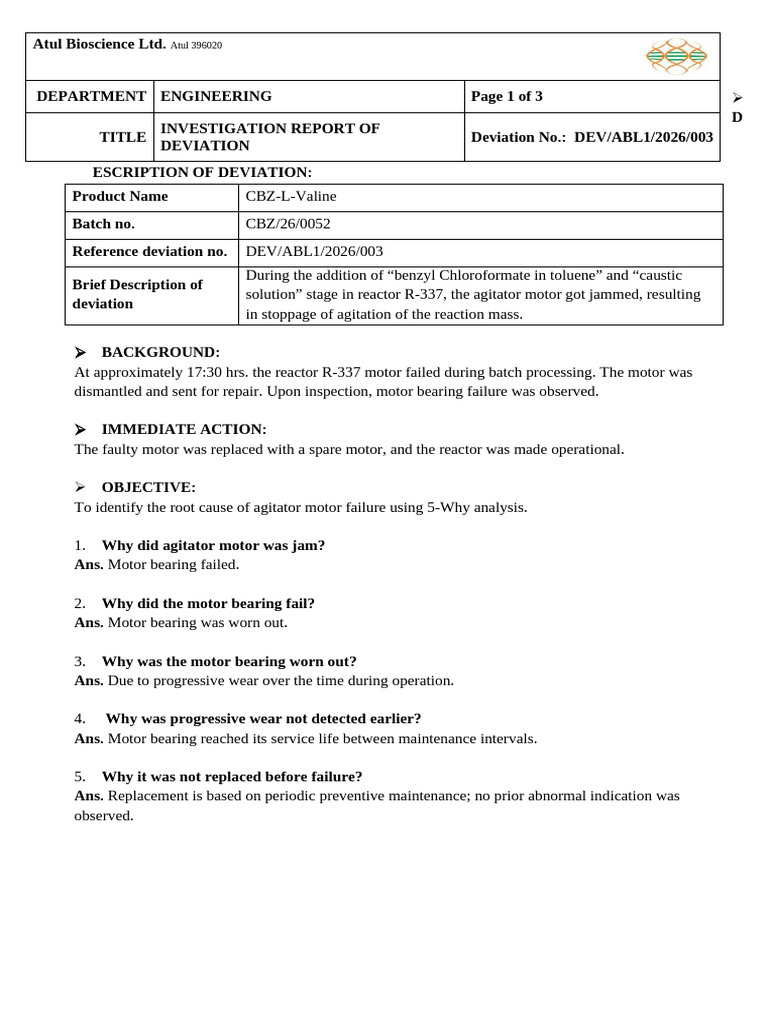 Investigation Report_R337 Motor Failure | PDF
