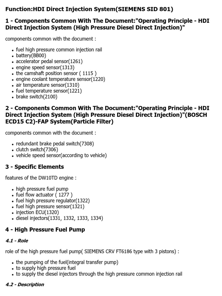 HDI Direct Injection System Overview | PDF | Technology & Engineering