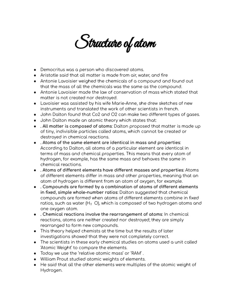 Structure of Atom Notes_ Ruhab Ahmed 7 Aqua | PDF | Atoms | Electron
