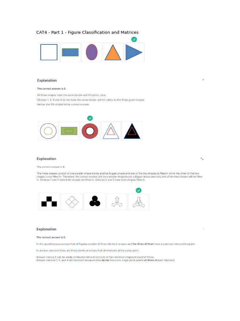 CAT4 - Part 1 - Figure Classification and Matrices | PDF | Shape ...
