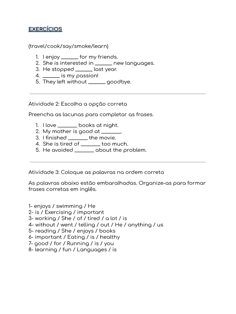 Exercícios Extras - InG | PDF