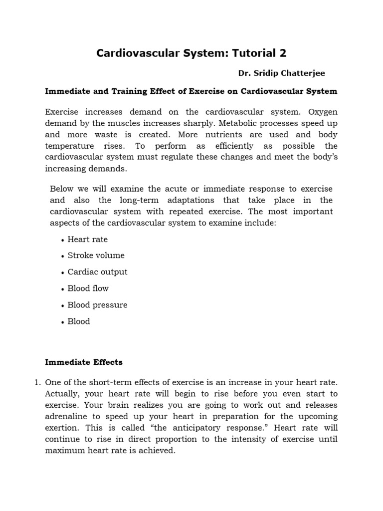 Tutorial 2 Cardiovascular System | PDF