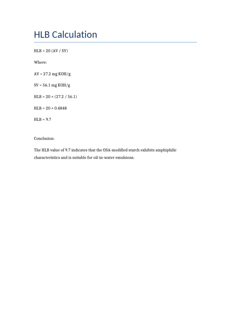 HLB Calculation | PDF