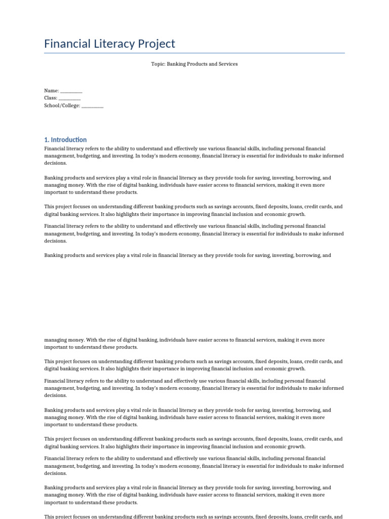 Financial Literacy Project Landscape-4 | PDF | Survey Methodology | Banks