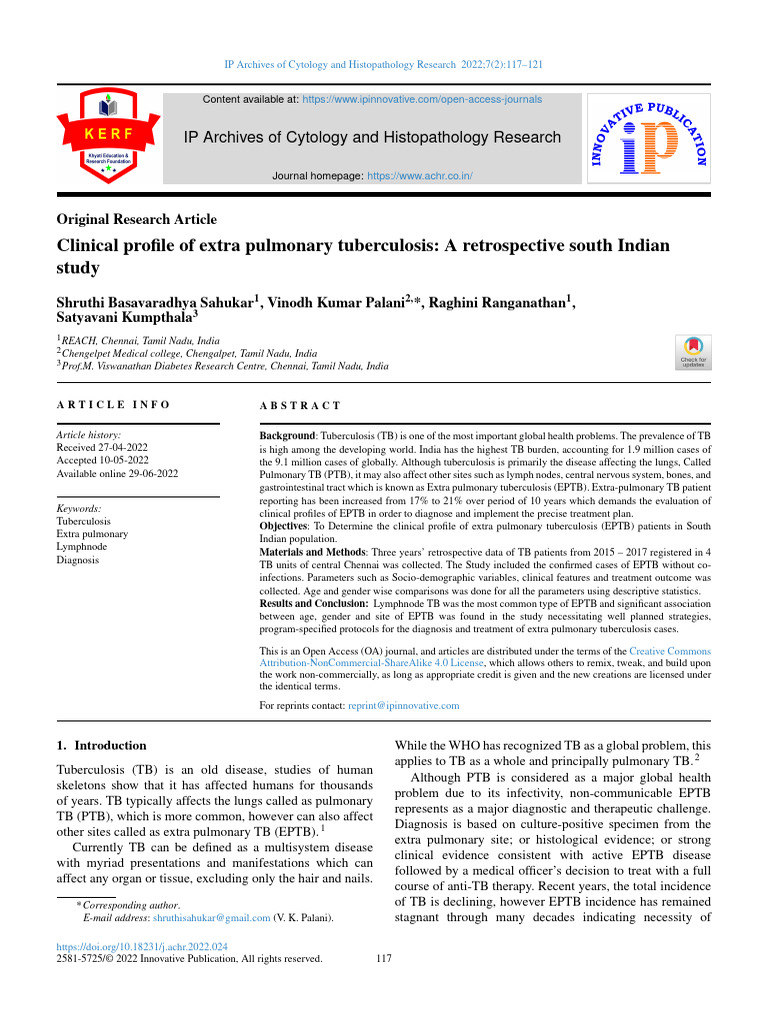 Clinical profile of extra pulmonary tuberculosis: A retrospective south ...