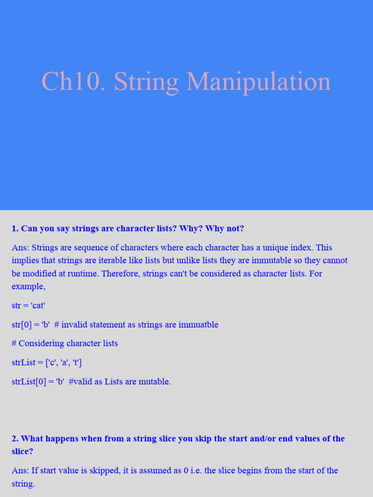 Ch10 Notes String Manipulation | PDF | String (Computer Science ...